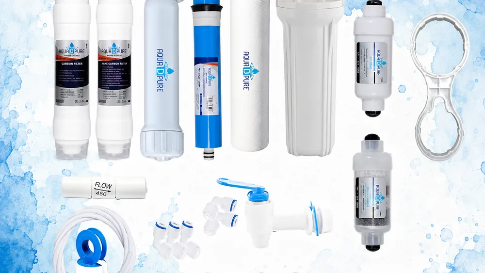 Complete RO filter kit — sediment, carbon, inline and membrane cartridges with fittings