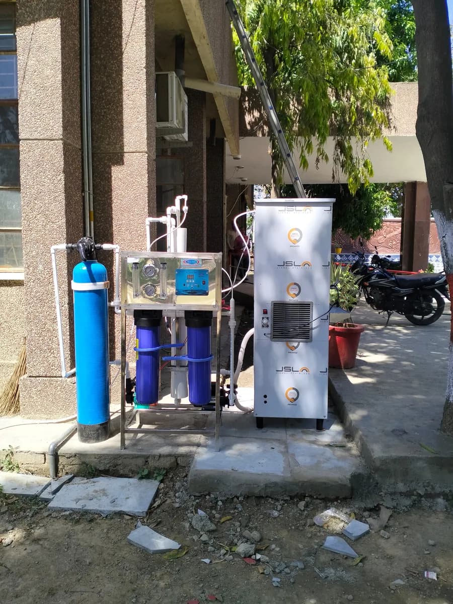 Commercial RO plant and stainless steel water cooler installed by us at an institution in Lucknow